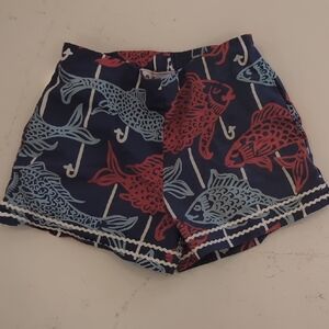 Classic Prep Navy and Red Patterned Swim Shorts